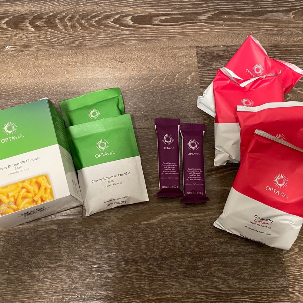 Optavia Mac & cheese, bars & bbq crunchers